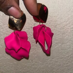 Elegant Pink and Gold Earrings
